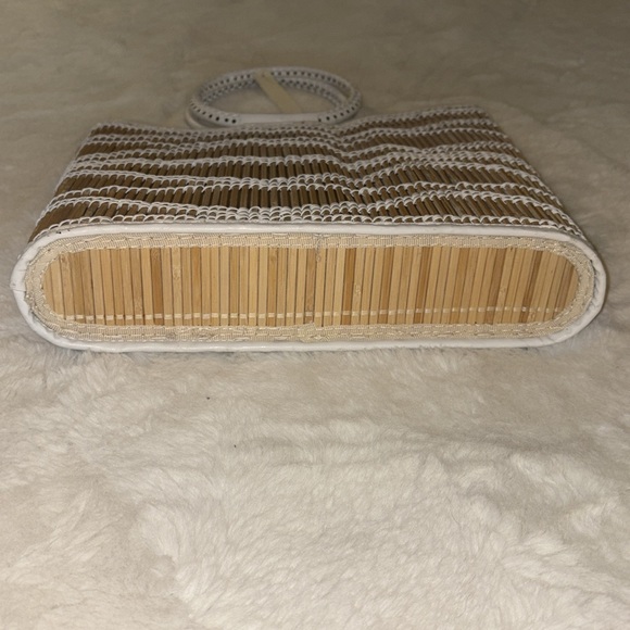 NWT Bohemian designer straw white/tan purse round top handle - Picture 4 of 7